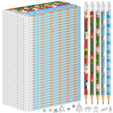 Imagem de Zuazaor 400 lápis coloridos de Natal com borracha, lápis de madeira, boneco de neve, Papai Noel, árvore de Natal, Cand e pinguim, artigos de papelaria de Natal para festas de Natal, escritório, escola