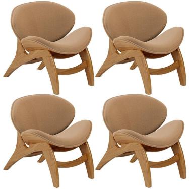 Imagem de Kit 4 Poltronas Decorativa Orgânica Sala Living Kadosh L02 Bouclê Mostarda
