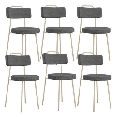 Imagem de Kit 04 Cadeiras Decorativas Estofada Sala Jantar Barcelona Arena L02 Linho Cinza Escuro - Lyam