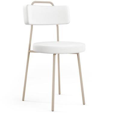 Imagem de Cadeira Decorativa Estofada Para Sala De Jantar Barcelona Arena L02 Facto Branco - Lyam