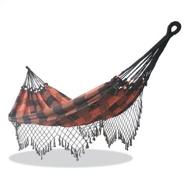 Imagem de Rede De Descanso Dormir Resistente Grande Confortável Lazer Titulos Rede Preto Com Laranja