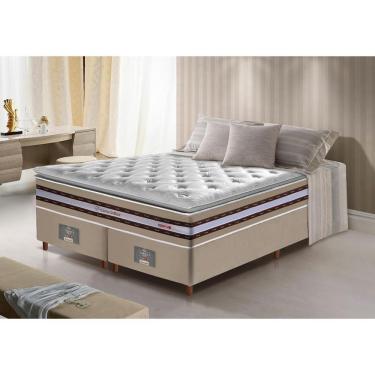 Imagem de Conjunto Cama Box King De Molas Ensacadas D33 Com Pillow Top Cama Inbox Select 193x203x71 Bege