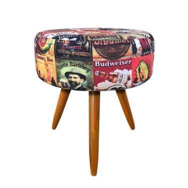 Imagem de Puff Decorativo Redondo 40 Cm Dóris Pé Palito Suede