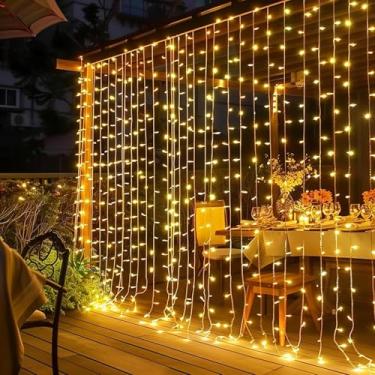 Imagem de enfeites de natal，decoração 110v Luz de LED, 4 * 2.2 metros 500 LEDs, à prova d'água, luz cortina USB, fio cobre, cordão fada para decoração quarto 20 luzes corda, 25 LED linha （Apenas cores quentes）