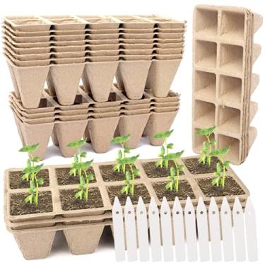 Imagem de Generic Bandeja de sementes para iniciantes, pacote com 12, 120 células, vasos biodegradáveis, bandejas de mudas para jardim, mudas e flores