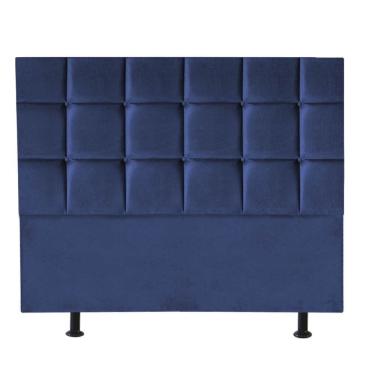 Imagem de Cabeceira Estofada Espanha Casal 140 Cm Suede Azul Madeira Maciça Pinus Eucalipto Mabe...
