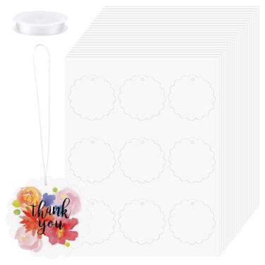 Imagem de PH PandaHall 270 peças de etiquetas para impressão de flores, etiquetas de presente em branco de 6,35 cm, etiqueta de papel com cordão de poliéster para lembrancinhas de festa, casamentos, bolsa de