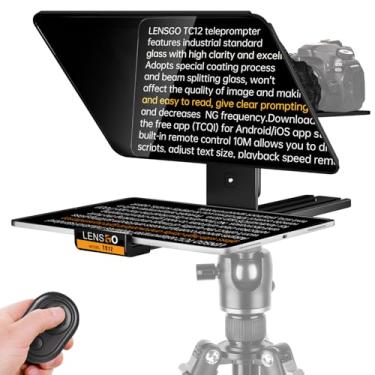 Imagem de LENSGO Teleprompter de alumínio de 12,9 polegadas para iPad, tablet, câmeras DSLR com controle remoto, aplicativo compatível com iOS/Android, prompter profissional para notícias/transmissão, ensino