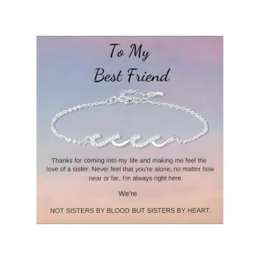 Imagem de Embtrem Pulseiras de amizade para mulheres, pulseira de onda de prata para melhor amiga melhor amiga joia presente para mulheres, Large, Cobre, Sem Pedra Preciosa