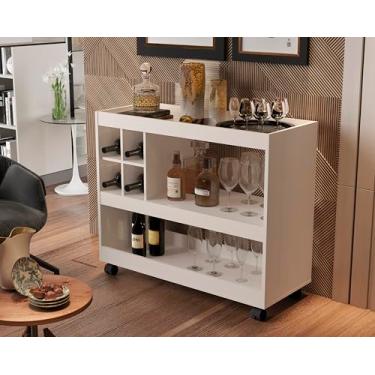 Imagem de Aparador Bar Buffet Para Sala Com Adega E Rodízios 4050 (PÉROLA)