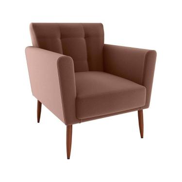 Imagem de Poltrona Decorativa Confortável Pés Em Madeira Maciça Cancun Veludo Ferrugem Matrix Veludo Ferrugem