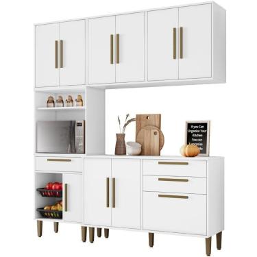 Imagem de Cozinha Completa Lorena 10 Portas 3 Gavetas Branco Kaiki Móveis