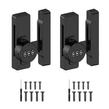 Imagem de SecureLatch Fechadura de porta de celeiro sem chave, combinação de 90/180 graus para porta deslizante de celeiro, armário, galpão, sala de armazenamento, janela - travas de segurança com senha