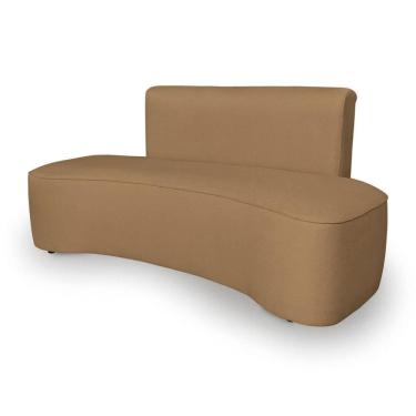 Imagem de Sofá Curvo Design Orgânico Luxo Sala Contemporânea Suede Cor:capuccino