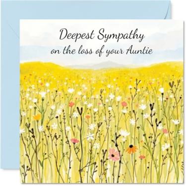 Imagem de Stuff4 Cartão de simpatia Loss of Auntie - Field of Memories - Cartões de luto de luto para adultos, cartões de felicitações de 14 cm de condolências pensando em você