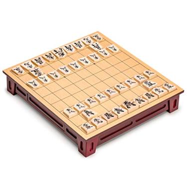 Imagem de Yellow Mountain Importa Jogo de Xadrez Japonês Shogi - Placa de madeira com gavetas e peças de jogo tradicionais de Koma