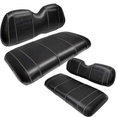 Imagem de SHUNCHENXIANG Kit de capas de assento de carrinho de golfe 4 peças serve para Club Car Precedent 2004+, costura preta, respirável, lavável, removível e fácil de limpar