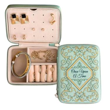 Imagem de Steel Mill & Co Organizador de joias de viagem para mulheres, caixa de joias/armazenamento com interior macio e fecho de zíper, Once Upon a Time