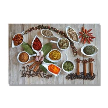 Imagem de NHLDZYH Tela decorativa cozinha, arte vintage especiarias coloridas, arte de parede quadros para sala de estar quarto cozinha. B03. 80 x 120 cm Apenas tela