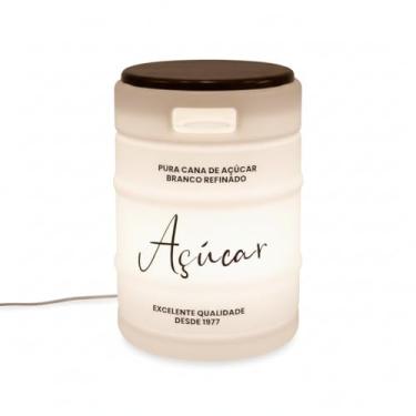 Imagem de Luminária Banco Barril de Café Coffee Time – Banco Decorativo Iluminado Estilo Industrial – Decoração Temática para Cafeterias, Bares e Ambientes Internos