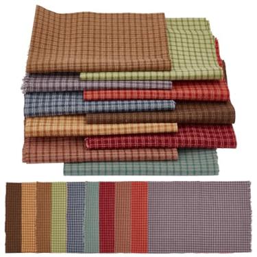 Imagem de INFUNLY 10 peças de tecido de algodão para confecção de roupas de boneca, 9,8 × 13,20 cm, retalhos de tecido xadrez, retalhos de tecido, pré cortados, quadrados, pequenos pedaços de tecidos para