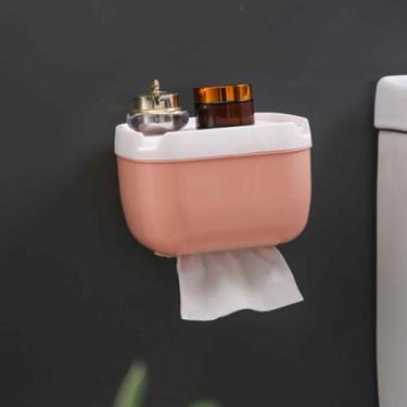 Imagem de Capa de caixa de perfuração, suporte de papel de parede com economia de espaço para banheiro, quarto, bancada de cozinha, dispensador de lenços versátil