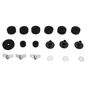 Imagem de LiebeWH Conjunto de Almofadas de Feltro Antiderrapante do Kit de Bateria, Inclui Porcas Borboleta e Arruelas de Prato para Desempenho Ideal da Bateria (Preto)