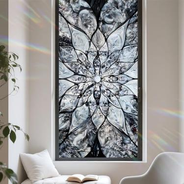 Imagem de Película de privacidade para janela, design de vitral com aderência estática, proteção solar, não adesiva, capa removível para escritório doméstico 43 x 100 cm (nº 2)