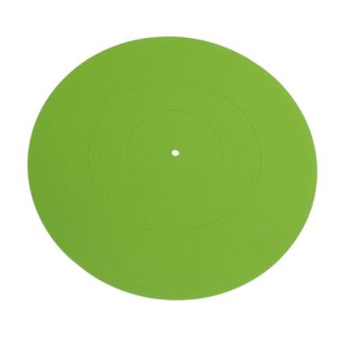 Imagem de aqxreight Tapete Giratório para Discos, Tapete de Borracha para Toca-discos Universal para Toca-discos LP, Reduz o Ruído, Baixo Mais Apertado, Qualidade Roseada, Melhor Permite a Absorção (Verde)