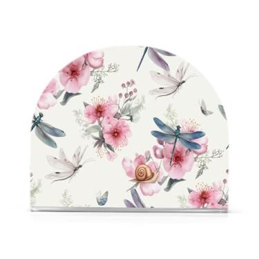 Imagem de JUZIHAI Porta-guardanapos padrão libélula para mesa dispensador de guardanapo em pé acrílico suporte de lenços de mesa independente para cozinha sala de jantar bar festa decoração de casa