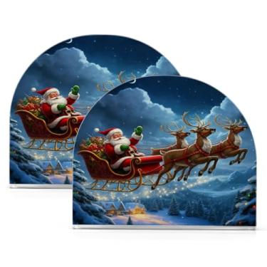 Imagem de Qilmy Porta-guardanapos de acrílico de Natal de Papai Noel, suporte de lenços de mesa independente transparente, dispensador de papel de coquetel para cozinha, jantar, restaurante, bar, decoração, 2