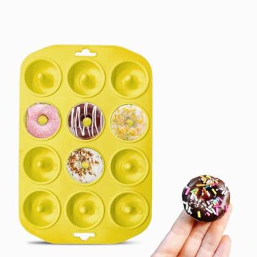 Imagem de Cupidove Forma de rosca de silicone, mini molde de silicone para assar deliciosos donuts, bagels, copos de cupcake, fundo antiaderente, fácil de limpar, lavável na lava-louças, resistente ao calor