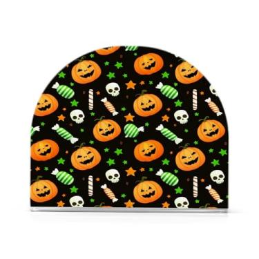 Imagem de Qilmy Porta-guardanapos de acrílico de abóbora de Halloween, suporte de guardanapo de coquetel de plástico transparente para mesas de restaurante de cozinha, 1 peça