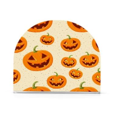 Imagem de Qilmy Porta-guardanapos de acrílico laranja abóboras, suporte de guardanapo de coquetel de plástico transparente para mesas de restaurante de cozinha, 2 peças