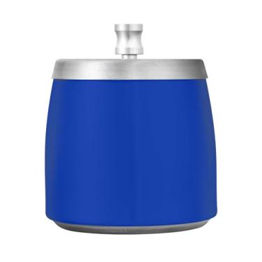 Imagem de JUZIHAI Cinzeiro azul de cor sólida com tampa, cinzeiro de aço inoxidável inodoro à prova de vento cinzeiro sem fumaça para escritório em casa, pátio, varanda, cigarro