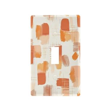 Imagem de Wassud Placa de cobertura para interruptor de luz, pinceladas, bege, decorativa, tampas, placa de parede para tomadas elétricas, interruptor único 11,5 x 7,6 cm