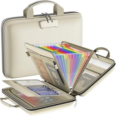 Imagem de Organizador de arquivos à prova de fogo com fechadura, capa rígida à prova de fogo, caixa de documentos à prova de fogo com 13 bolsos coloridos, pasta de arquivo sanfonada, organizador de documentos