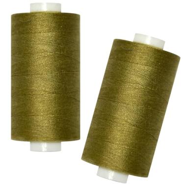 Imagem de Linha de costura multiuso - 2 carretéis de linha de costura de poliéster manual para máquina de costura para costura manual e máquina (verde cáqui médio, 2 carretéis)