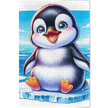 Imagem de Quebra-cabeças personalizados com estampa de pinguim polar fofo para adultos 1000 peças tecnológicas de jogo de tecnologia, presentes de cena, quebra-cabeças coloridos, arte floral animal, 75 x 50 cm