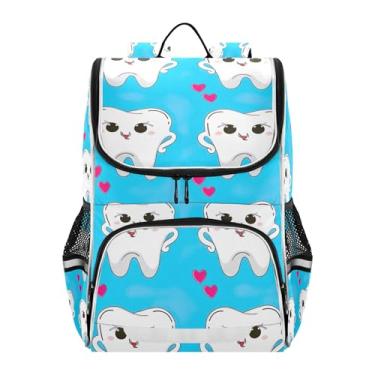Imagem de Cute Cartoon Teeth Light Blue Backpack for Boys for School Elementary Back to School Bags Cute Students Large Girls Backpack for Kids Colorful Book Bag
