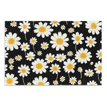 Imagem de Quebra-cabeça de 500 peças para adultos moderno margarida floral preto jogo quebra-cabeça colorido pintura de belas artes, 50 x 37 centímetros