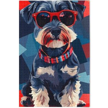 Imagem de Quebra-cabeça para adultos com estampa de cachorro Schnauzer fofo personalizado, 500 peças, presentes divertidos de elefantes brancos, paisagem, brinquedos familiares, arte, 52 x 37,8 cm