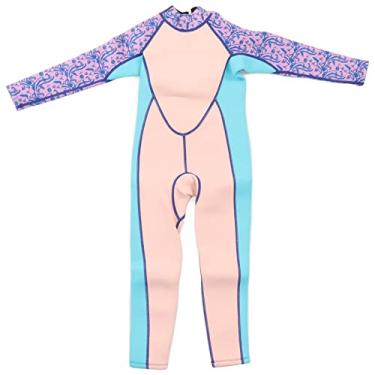 Imagem de Roupa de Mergulho Infantil, Roupa de Mergulho Infantil 2,5 Mm Neoprene Proteção Solar Linda Manga Comprida para Meninas (tamanho 12)
