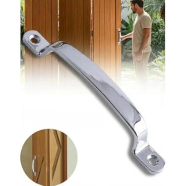 Imagem de Puxador Porta Camarão Prateado Aluminio Correr Madeira Parafuso Sanfonada