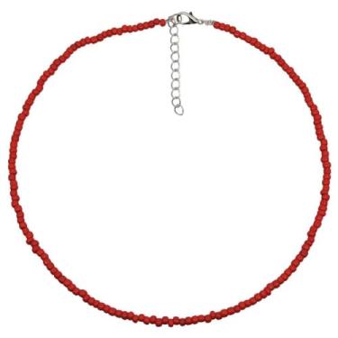 Imagem de TINCOLIA Colar feito à mão com miçangas de sementes coloridas perfeitas para melhores amigos, corrente de clavícula casual curta