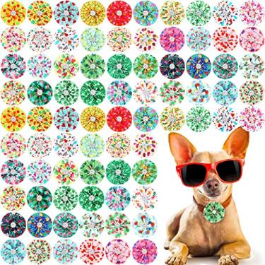 Imagem de Cunno 80 peças de colar de verão flores para cães coleira havaiana para cães amuletos para cães acessórios para cães gravata borboleta flor para filhote de cachorro coleira de gato decoração de verão,