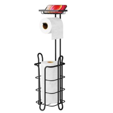 Imagem de Suporte de Papel Higiênico Vertical com Prateleira Rolo Banheiro Ferro Pés Elevados