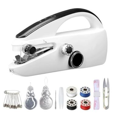 Imagem de Doyosh Máquina de costura portátil para iniciantes e adultos, mini máquina de costura portátil com kit de acessórios, 2 modos de energia/velocidade, máquina de costura portátil para tecidos de roupas