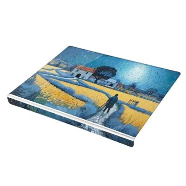 Imagem de SEHANY Tábua de corte de acrílico Van Gogh's Starry Night com borda de balcão, 34 x 42 cm, placa de corte transparente antiderrapante para bancada de cozinha, perfeita para pão, frutas e vegetais