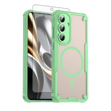 Imagem de Asuwish Capa de telefone para Samsung Galaxy S25 FE 5G, compatível com Magsafe Magnetic, protetor de tela, capa protetora à prova de choque traseira fosca translúcida S 25 EF S25FE 25S mulheres homens